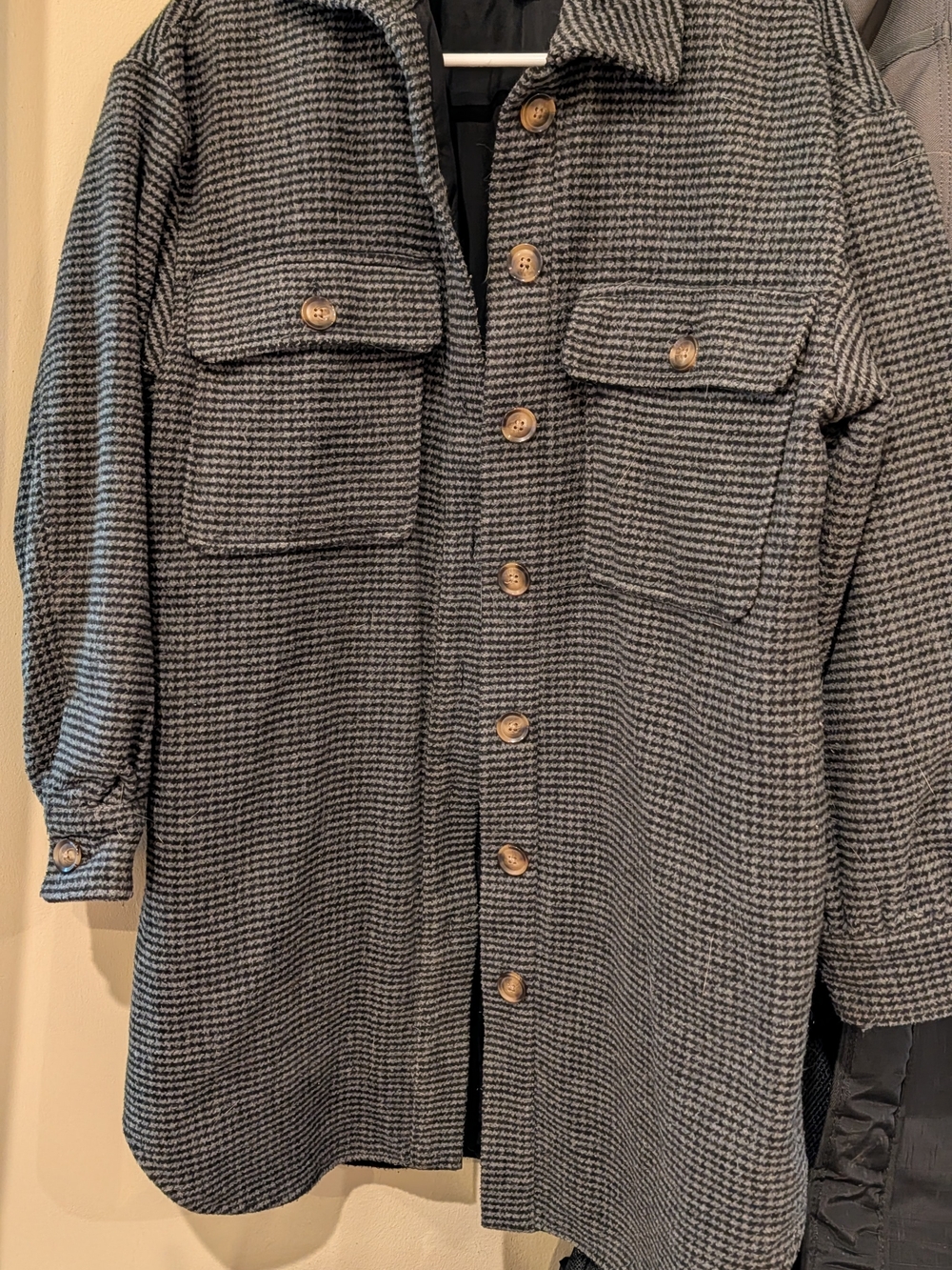 Rachel Comey Black & White Houndstooth Button-Front Shacket